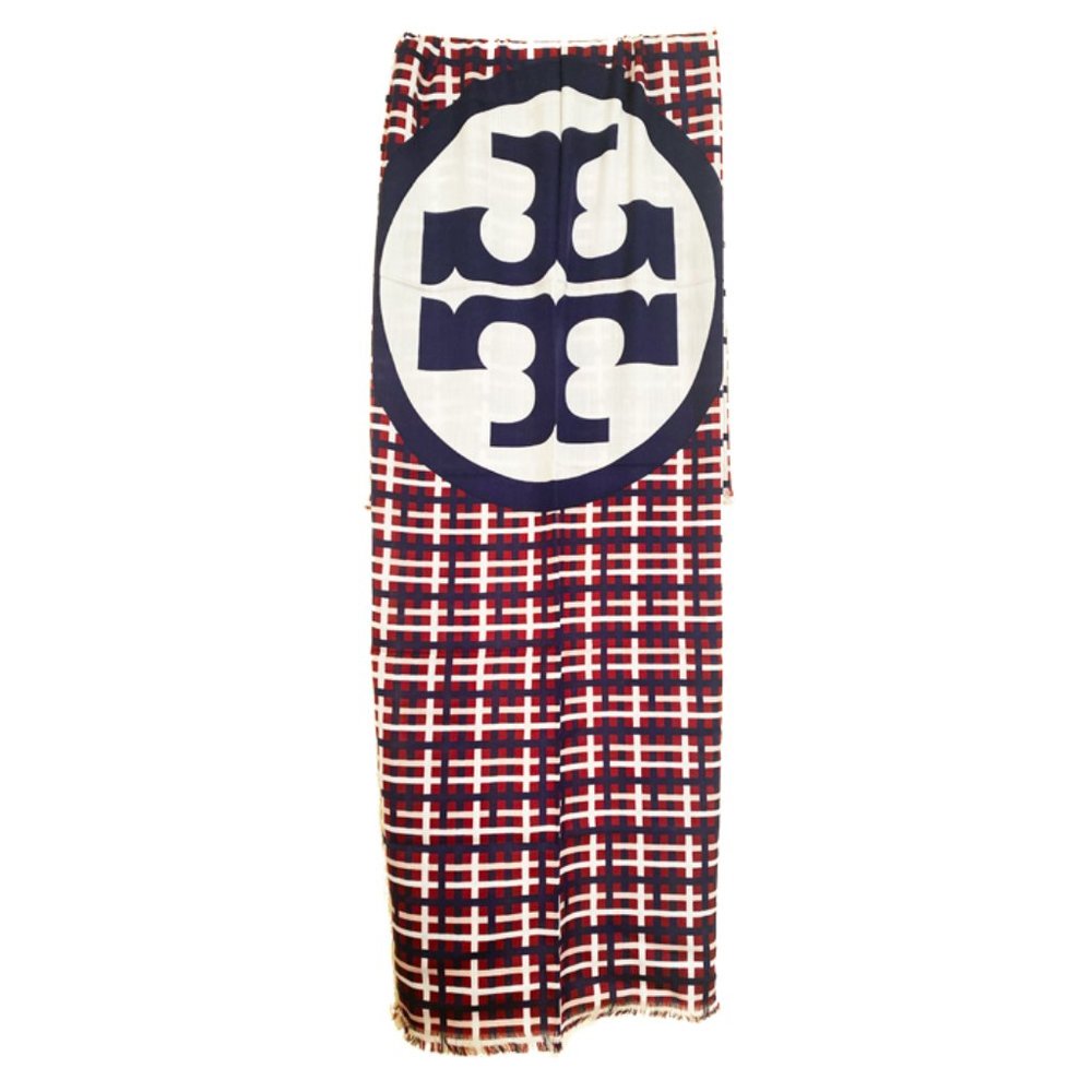 Tory Burch Princess Plaid Oblong Multicolor Scarf - Picture 2 of 5